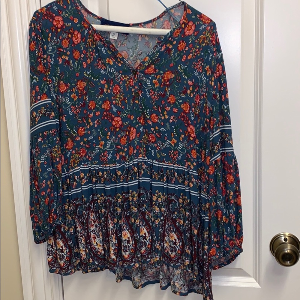 multi print top 3/4 sleeve